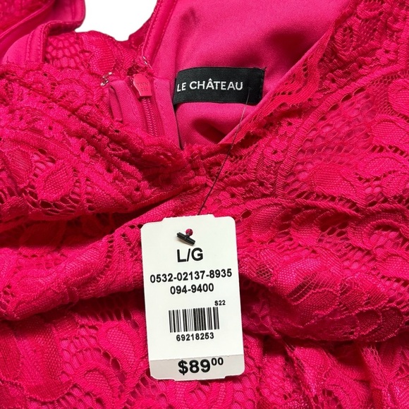 Le Château, Fuchsia Lace Dress, Size Large - Picture 4 of 10